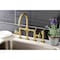Kingston Brass KS2337RX Industrial Style Bridge Kitchen Faucet with Brass Sprayer, Brushed Brass KS2337RX - alternate 5